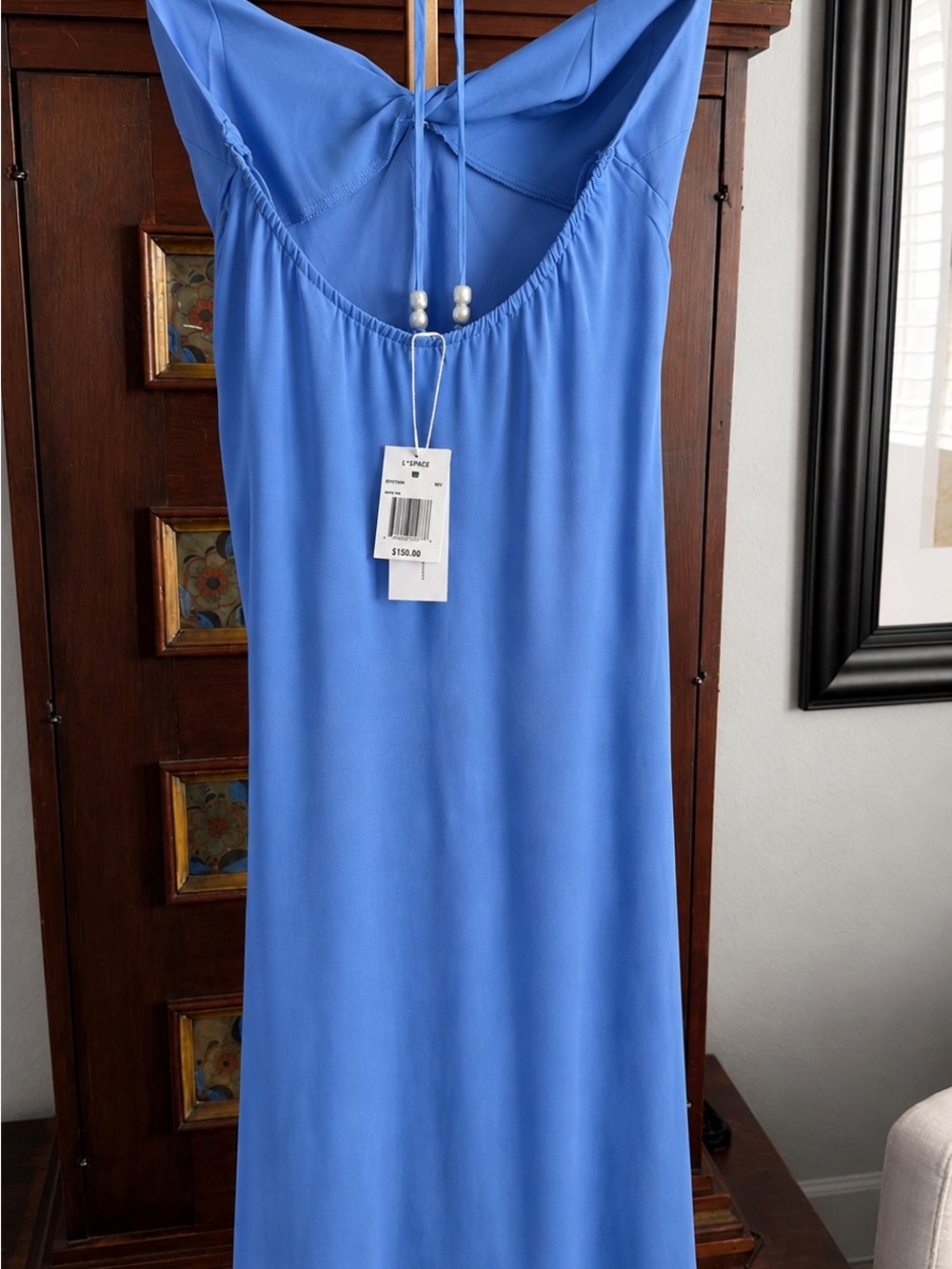 L*SPACE Maya Dress Size M Blue Halter Maxi Dress NWT Party Wedding - Picture 2 of 3
